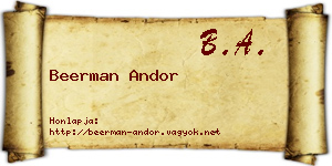 Beerman Andor névjegykártya